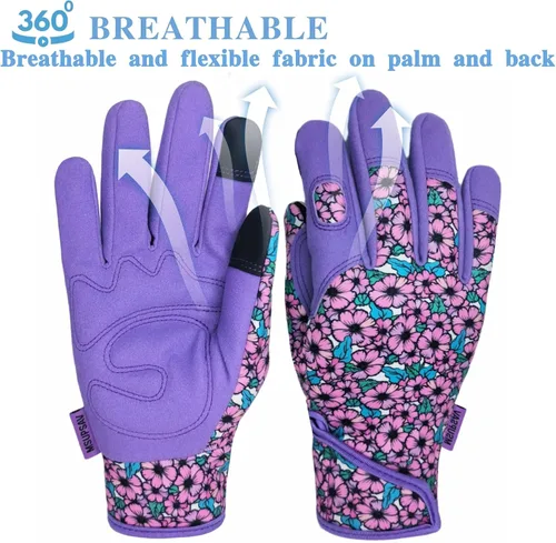 Miniatura 5 de Guantes de jardinería a prueba de espinas y resistentes a pinchazos con agarre, guante de jardín para mujer, regalos de cuero para trabajo en el 1