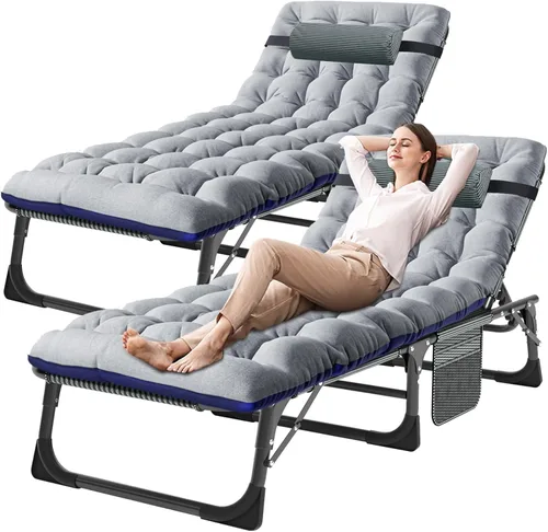 Miniatura 13 de DoCred Sillón plegable, 5 posiciones, ajustable, plegable, cama para dormir, tumbona, tumbona, perfecta para tomar el sol, campamento, piscina
