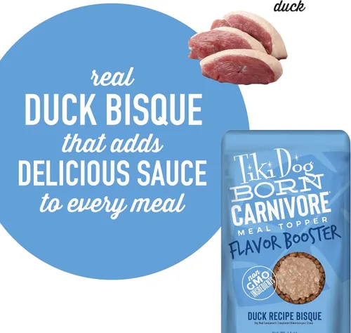 Miniatura 8 de Tiki Dog Born Carnivore Flavor Booster, bizcocho de receta de pato, golosina a base de carne sin granos, adorno de comida para todas las razas