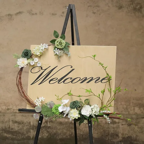 Miniatura 2 de YYHUAWU Caja Combo de Flores Artificiales Color Verde Bosque Rosas Falsas de Espuma con Tallos para Ramos de Boda DIY Centros de Mesa Baby Shower