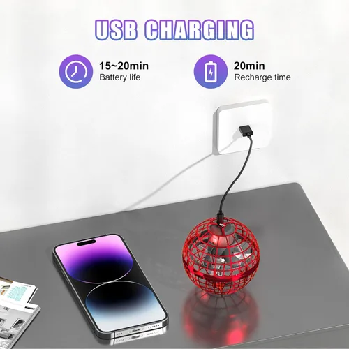 Miniatura 7 de XINHOME - Juguetes de bola de orbe volador con forma de globo, mini dron con controlador de mano, boomerang mágico que gira y sobrevuela, controlado