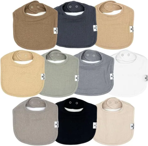 Miniatura 8 de DiaperSquad's 100% Organic Cotton Baby Drool Bibs, Super Absorbent & Adjustable Baby Bibs for Drooling and Teething Neutro
