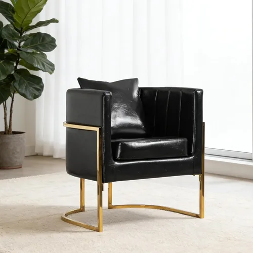 Miniatura 8 de Moderno sillón de terciopelo con almohada lumbar, silla tapizada de mediados de siglo para sala de estar, dormitorio, sofá individual, silla