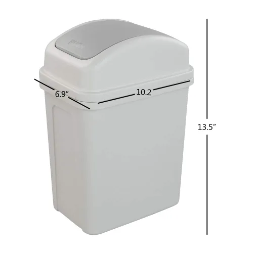 Miniatura 4 de Asking Cubo de basura pequeño de 1.8 galones con tapa abatible, cubo de basura de plástico, color gris