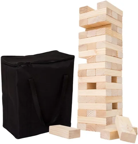Miniatura 6 de Hey! Play! Juego de apilamiento de torre de bloques de madera gigante clásico
