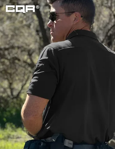 Miniatura 5 de CQR Camiseta polo táctica para hombre, de manga corta, ligera y con Dry Fit, tela piqué, FPU 50+, para exteriores