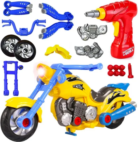 Liberty Imports Vehículos de juguete desmontables con taladro eléctrico, sonidos y luces. Construye tus propios kits de construcción STEM para niños