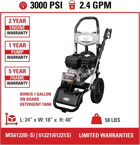 Miniatura 5 de Simpson Megashot MS61221 3000-PSI Lavadora a presión de gas con motor CRX210 OHV