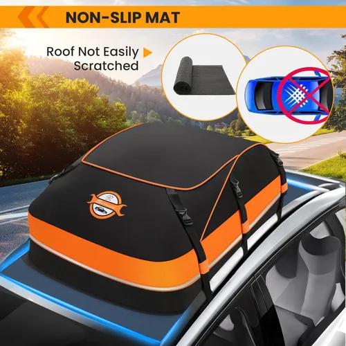Miniatura 4 de Sailnovo Portaequipajes de techo impermeable de 20 pies cúbicos, portaequipajes de techo para coche para todos los vehículos con/sin estante