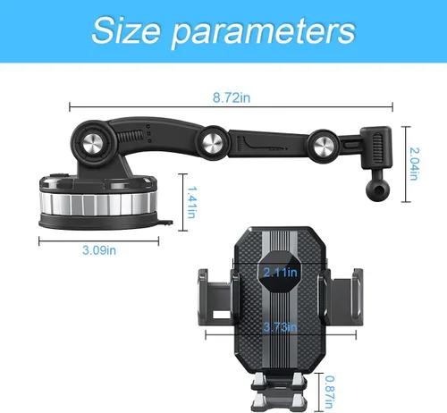 Miniatura 2 de Soporte de teléfono para automóvil, soporte de teléfono mejorado giratorio de 360° con ventosa para salpicadero, parabrisas, universal para iPhone