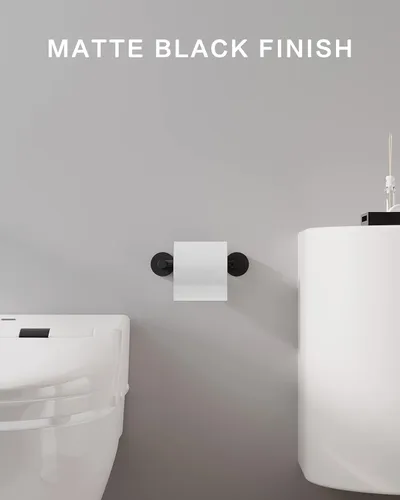 Miniatura 4 de Soporte de papel higiénico negro mate para baño, soporte de rollo de papel giratorio de doble poste de acero inoxidable y aleación de zinc, montaje