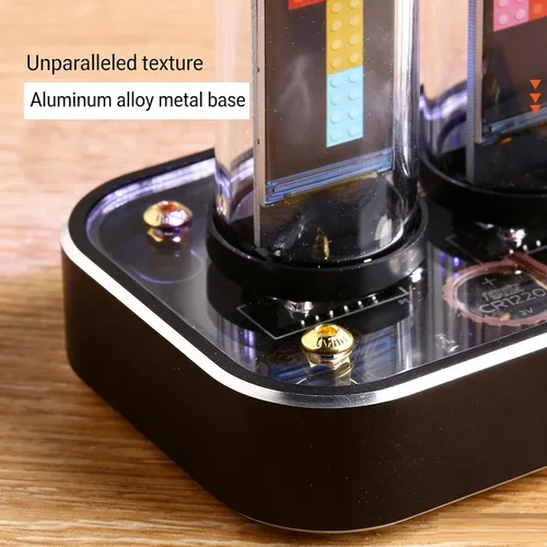 Miniatura 7 de Reloj Nixie, tubo de imitación brillo IPS base de aleación de aluminio, soporte de carga de imágenes personalizadas, interruptor de 12/24 horas, 40