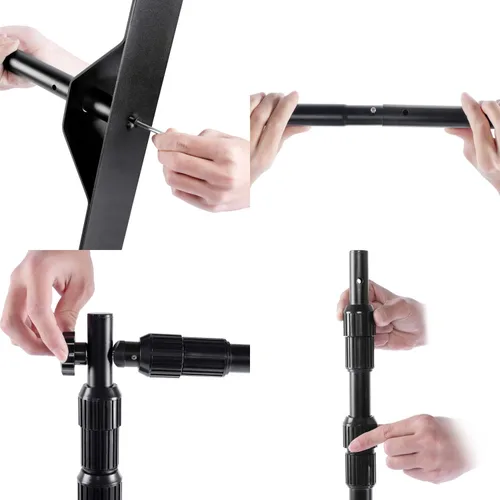 Miniatura 5 de AkTop Kit de Soporte de Banner Telón de Fondo Resistente de 8x8 pies, Escalón de Fotografía Ajustable y Soporte de Repetición para Fiestas, Fondo