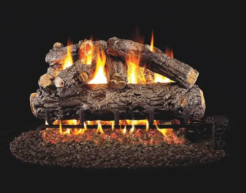 RH Peterson Co. Juego de troncos de chimenea de gas de diseño de roble rústico estándar (HRD-16), troncos de fuego ventilados realistas de 16