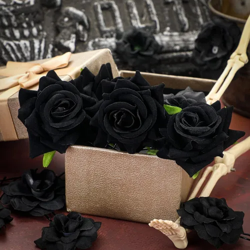 Miniatura 6 de BBTO 12 pinzas para el pelo de rosas, accesorios mexicanos para bailarinas de flamenco, mujeres, flores mexicanas, clips de flores para novia, Negro