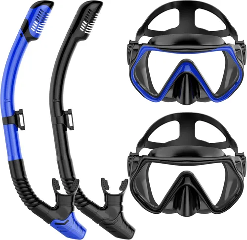 Equipo de esnórquel para adultos, juego de máscara de esnórquel para adultos, buceo, gafas de natación con cubierta para la nariz, vidrio templado