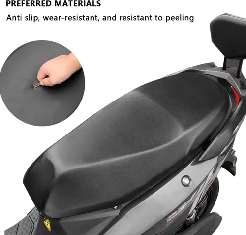 Miniatura 5 de Funda universal para asiento de motocicleta con elástico, cuero PU transpirable, funda impermeable para asiento para la mayoría de asientos de Negro