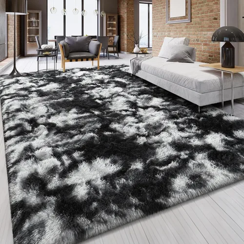 Miniatura 62 de FlyDOIT Alfombras Grandes para Sala de Estar, 5x8 Pies Alfombra Shaggy Teñida con Tie-Dye Gris Oscuro, Alfombras Mullidas Tipo Manta, Alfombras