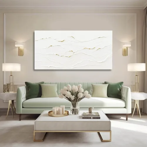 Miniatura 8 de WINKAILIN Pintura blanca, ilustraciones decorativas simples de 29 x 58 pulgadas, arte abstracto de pared para sala de estar, decoración moderna
