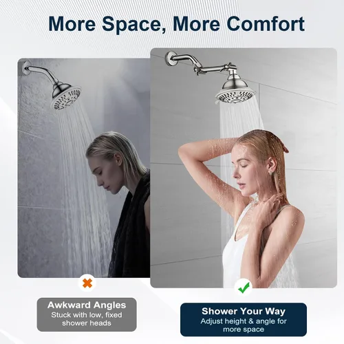 Miniatura 6 de BRIGHT SHOWERS Brazo extensor de ducha de latón para cabezal de ducha de lluvia y de mano, brazo de extensión de cabezal de ducha universal de 5