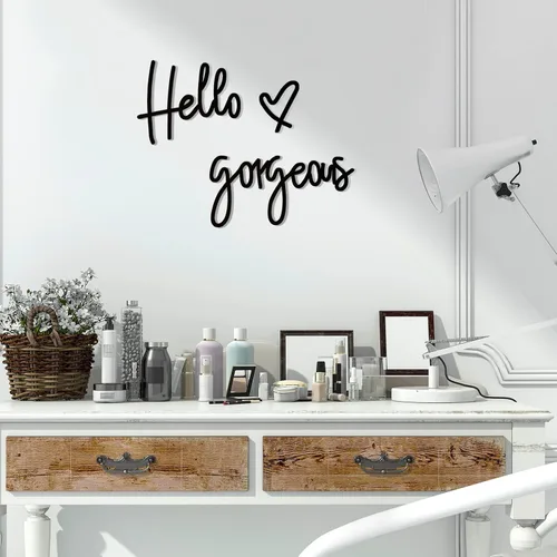 Blulu Hola Hermosa Decoración de Pared Arte de Pared de Madera Decoración Minimalista Letrero Decorativo Hola Hermosa para Sala de Estar Oficina