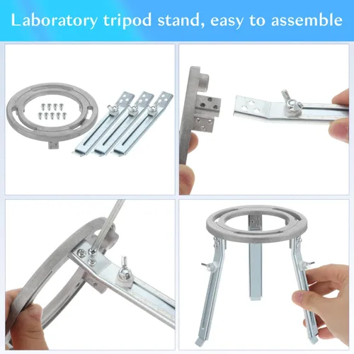 Miniatura 5 de ULTECHNOVO Soporte de trípode ajustable de aluminio para calefacción Bunsen, trípode de laboratorio de 5.5 pulgadas de altura, soporte de calor