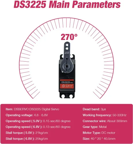Miniatura 4 de Hosyond DS3225 55.1 lbs RC Servo de alto par de torsión completo engranajes de metal impermeable servo digital compatible con 1/8, 1/10 RC