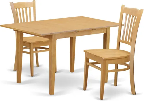 Miniatura 12 de East West Furniture NOGR3-BLK-W - Juego de mesa de comedor de 3 piezas para espacios pequeños que contiene una mesa de comedor rectangular con hoja