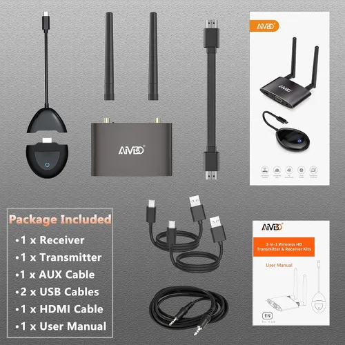 Miniatura 6 de TIMBOOTECH Transmisor y receptor HDMI inalámbrico 4K, USB C a HDMI inalámbrico, Plug & Play, VGA y HD pantallas duales, transmisión de video 5.8G
