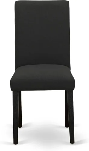 Miniatura 4 de East West Furniture ABP6T24 Abbott Parson - Sillas de comedor tapizadas de tela de lino de color negro, juego de 2, color negro cepillado