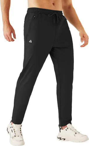 Miniatura 2 de URBEST Pantalones de golf elásticos para hombre con bolsillos con cremallera, pantalones deportivos ajustados para hombre, entrenamiento, viajes