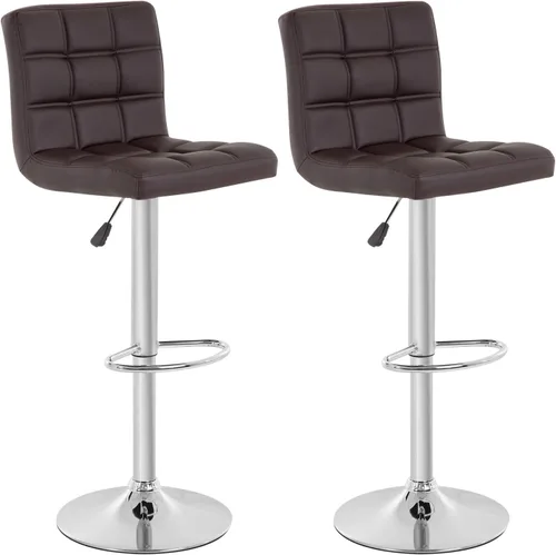 Miniatura 11 de BestOffice Taburete de bar moderno, juego de 2 taburetes de bar de altura ajustable de altura de mostrador, taburete giratorio de cuero PU, sillas
