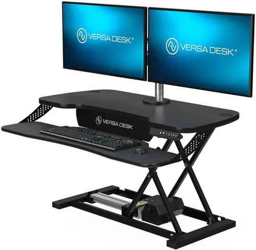 VERSADESK PowerPro Elite - Convertidor de escritorio eléctrico ajustable de 36 pulgadas con controlador programable y concentrador USB. Aplicación