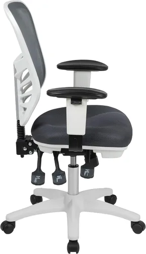 Miniatura 6 de Flash Furniture Nicholas Silla Giratoria de Respaldo Medio para Oficina y Juegos, Silla de Oficina Ergonómica de Malla con Soporte Lumbar y Altura