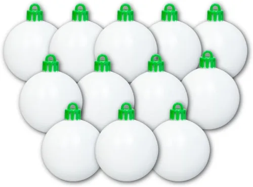 The Treemendous Ornament Decorator Kit de recambio de 12 piezas para decoración de árbol de Navidad, adornos de bola blanca en blanco para