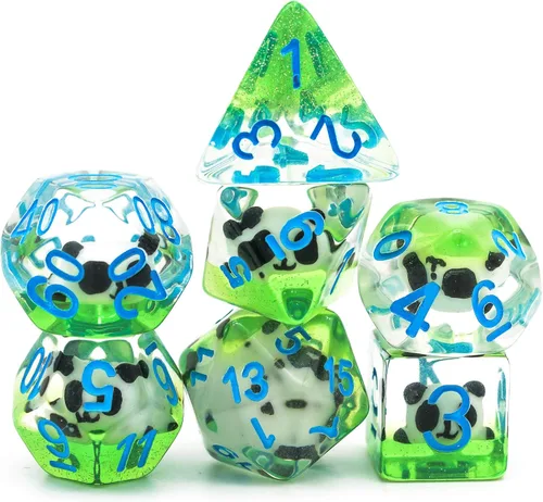 Miniatura 39 de Cusdie Dados DND de 7 troqueles, juego de dados poliédricos rellenos de animales, para juegos de rol, dados D&D (perro gris)