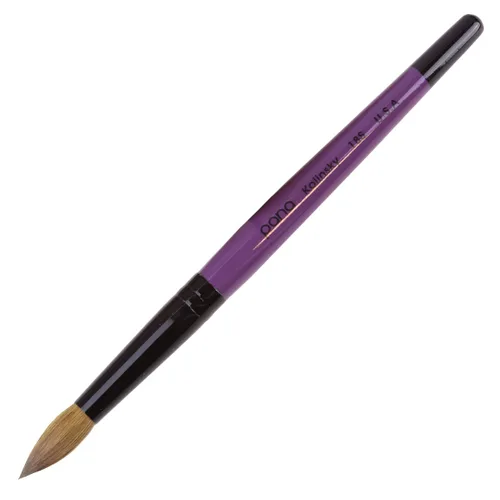Miniatura 16 de PANA Pure Kolinsky Hair - Pincel para uñas acrílicas de pelo, forma redonda, virola rosa con mango azul con remolino blanco (tamaño 16)