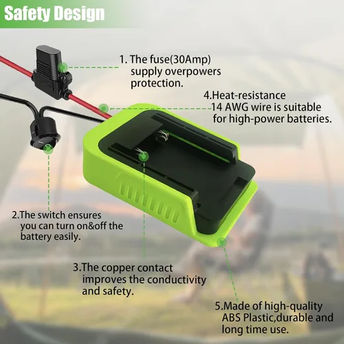 Miniatura 3 de TPDL Adaptador de bricolaje para rueda eléctrica Ryobi 40 V Base de batería Conector de alimentación Cable Robótica Cable calibre 14, con fusible e