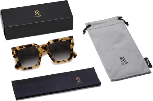 Miniatura 7 de SOJOS Gafas de sol cuadradas vintage de gran tamaño para mujer, estilo retro, de lujo, grandes, UV400 SJ2194
