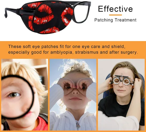 Miniatura 6 de eZAKKA Parches para ojos para adultos, parche para gafas, parche médico de seda para parches de ojo vago para mujeres, ambliopía, estrabismo