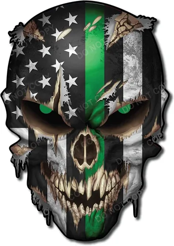 Miniatura 14 de Calcomanías de Haley Bandera Americana Calavera Adhesiva - Vinilo 3M, Ojos Reflectantes, para Autos y Camiones, Uso en Interiores, Calidad Premium