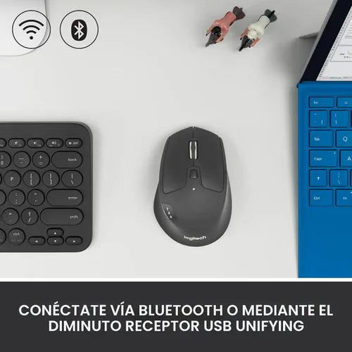 Miniatura 4 de Logitech M720 - Ratón inalámbrico de triatlón, Bluetooth, receptor unificador USB, 1000 DPI, 6 botones programables, batería de 2 años, compatible