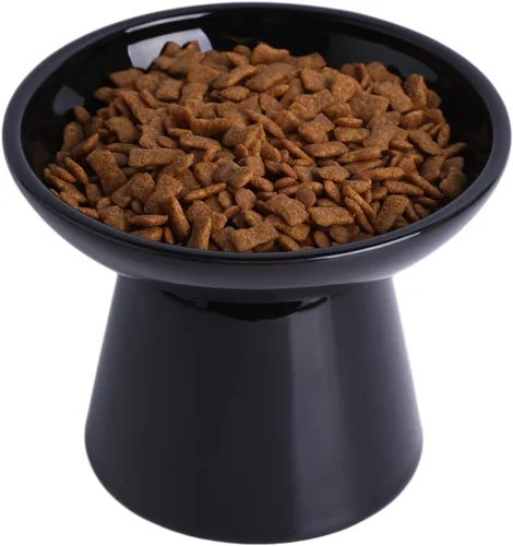 Miniatura 19 de Cuencos de Cerámica Extra Anchos Elevados de 6.2 Pulgadas para Gatos, Juego de Cuencos de Comida y Agua para Gatos Mayores Grandes y Perros Blanco-4