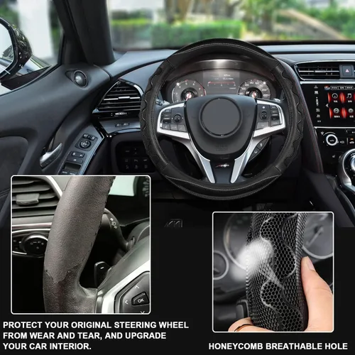 Miniatura 5 de Funda para volante GIANT PANDA para Acura RDX y MDX, funda para volante de automóvil para Acura TLX y TL - Negro