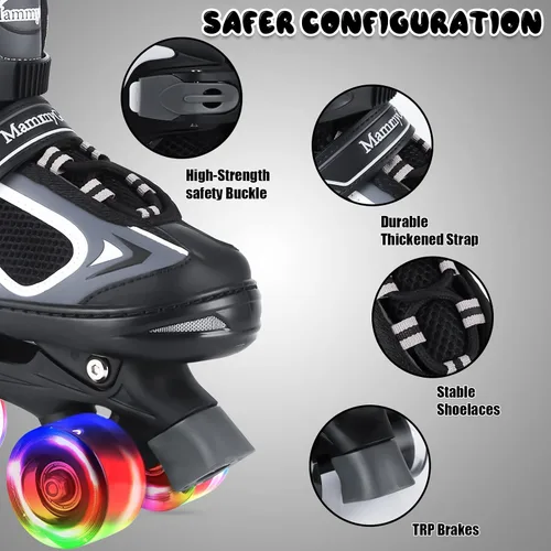 Miniatura 4 de Nattork - Patines de ruedas para niños y niñas, 4 tamaños, patines ajustables con ruedas iluminadas, divertidos patines para niños pequeños
