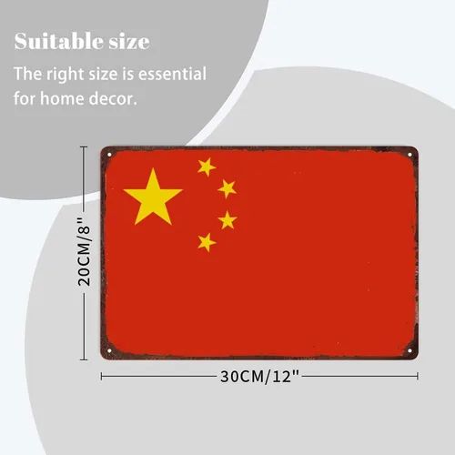 Miniatura 2 de Letrero retro de China, bandera patriótica de país, decoración de pared de metal, bandera de China, letreros de metal para el hogar, dormitorio