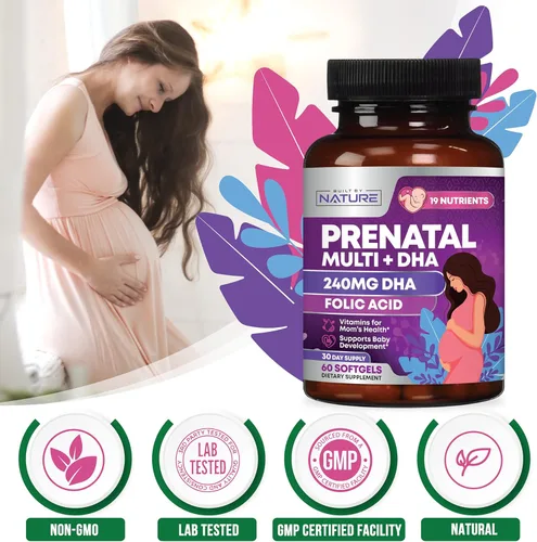 Miniatura 7 de Vitaminas prenatales para mujeres – Multivitamínico con DHA, ácido fólico, vitamina C, B12, hierro y omega-3 – Suplemento antes, durante y después