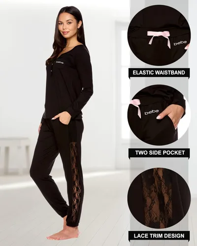 Miniatura 3 de bebe Conjunto de pijama para mujer con bolsillos, camisa de manga larga y pantalones de pijama