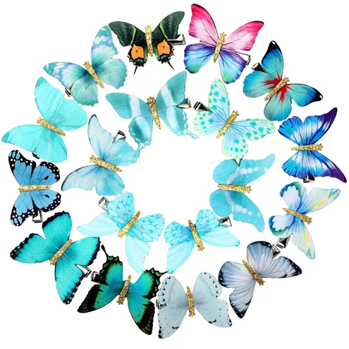 Miniatura 11 de Boao 18 piezas de pinzas para el cabello con brillo y diseño de mariposa para niñas, adolescentes y mujeres, accesorios para el cabello