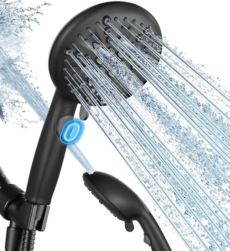 Cobbe Cabezal de ducha de 9 funciones con rociador eléctrico integrado, interruptor de palanca de encendido y apagado de ahorro de agua de 1.8 GPM,